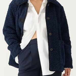 J. Crew Faux Sherpa Barn Jacket Midnight Blue size Medium